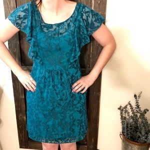 New Anthropologie dark teal dress (8 petite)